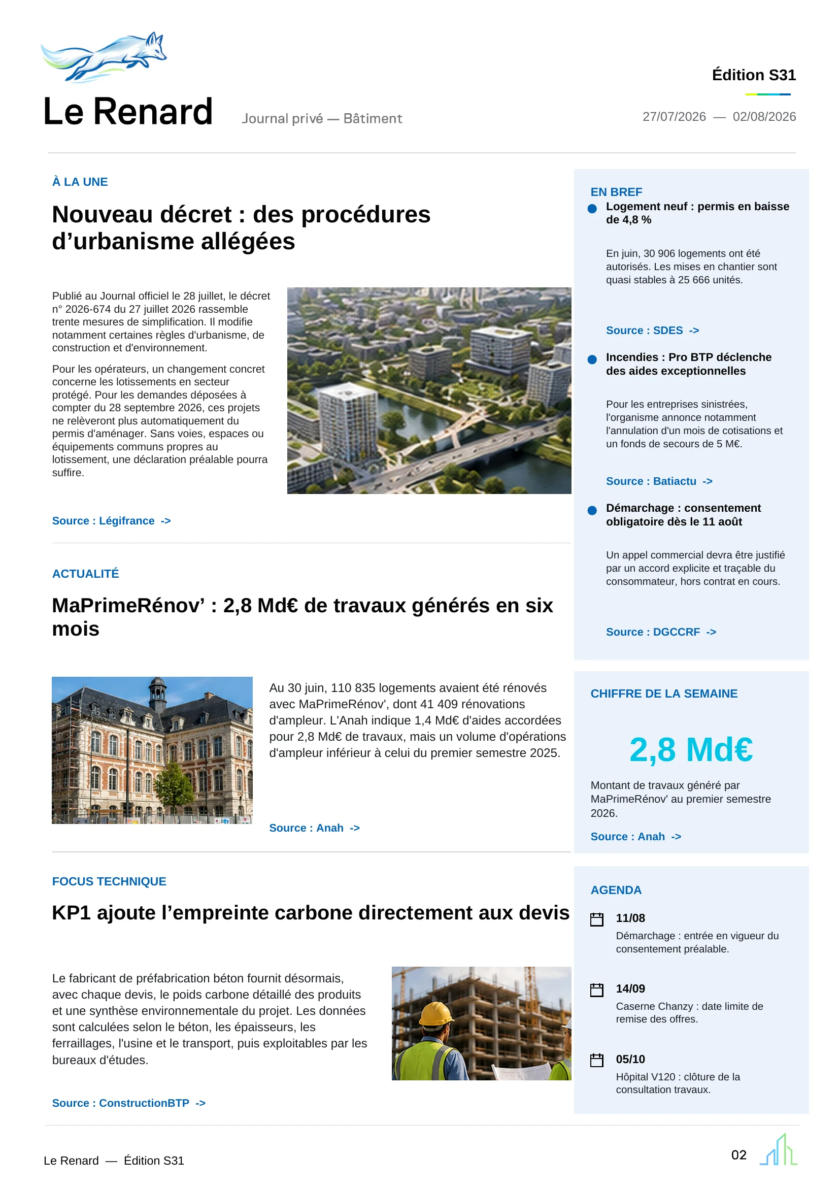 Page 2 de l'édition découverte Le Renard